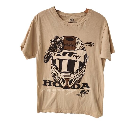 Honda JT Racing T-Shirt Motorcross Tan Graphic Short Sleeve Mens Medium - Picture 1 of 9
